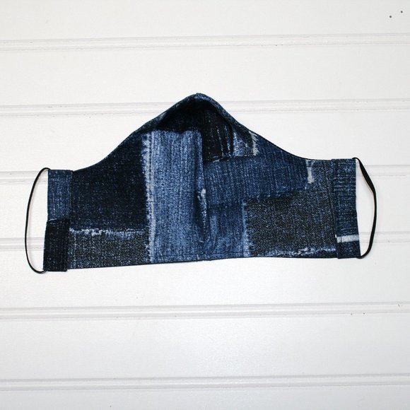 HANDMADE Cloth Denim Patchwork Face Mask Shield - Picture 4 of 6